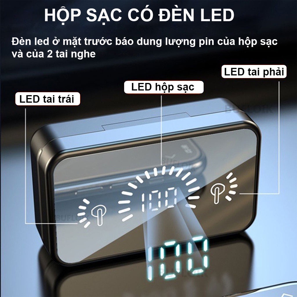 Tai Nghe Bluetooth không Dây S20 V5.3, Âm Thanh Hifi 9D Cực Hay Có Micro Màn hình LED chống thấm nước, Pin Trâu - BH lỗi 1 đổi 1