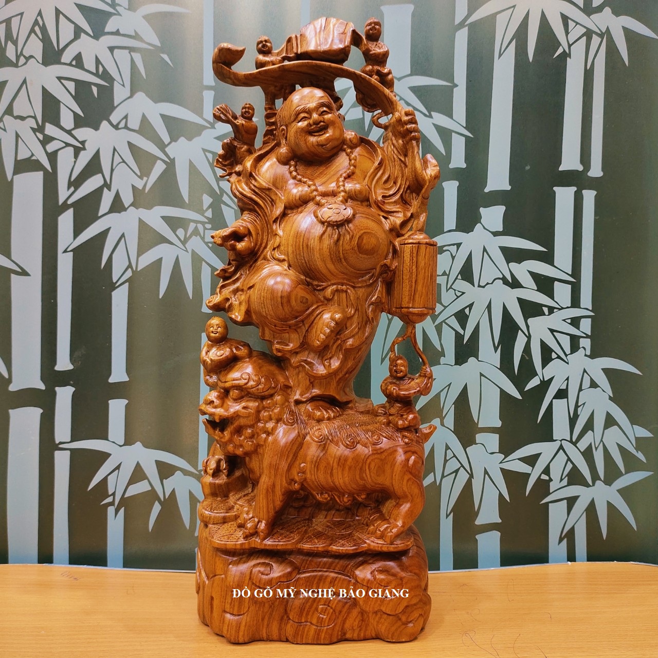 Tượng phật di lặc gỗ hương cao 40 cm