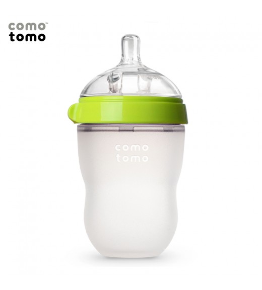 BÌNH SỮA SILICONE COMOTOMO 250ML- XANH