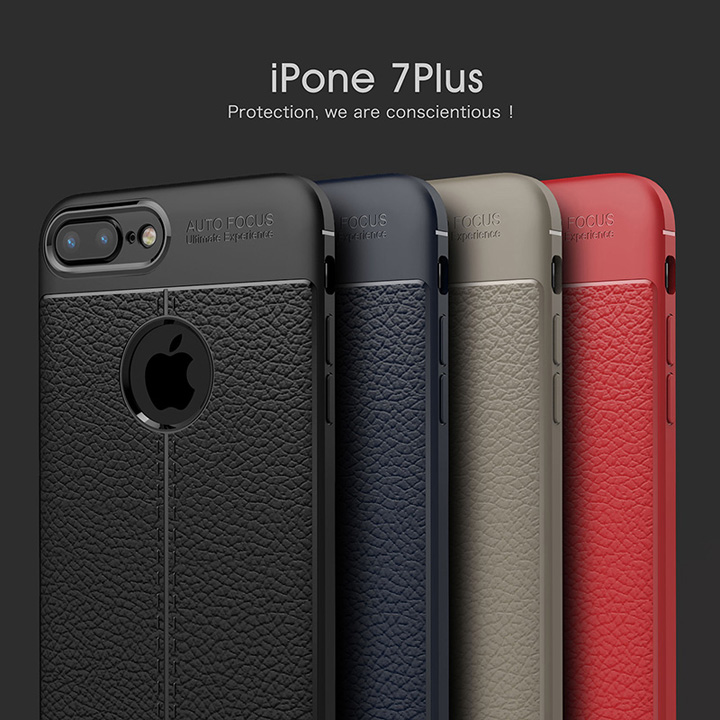 Ốp lưng iPhone 7 Plus, 8 Plus silicon giả da Auto Focus