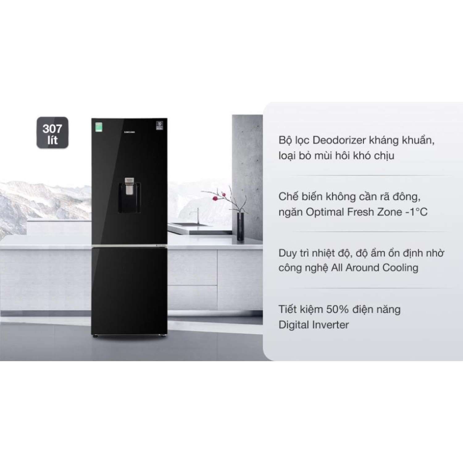 Giá bán Tủ lạnh Samsung Inverter 307 Lít RB30N4190BU/SV Chính hãng BH: 24 tháng trên toàn quốc