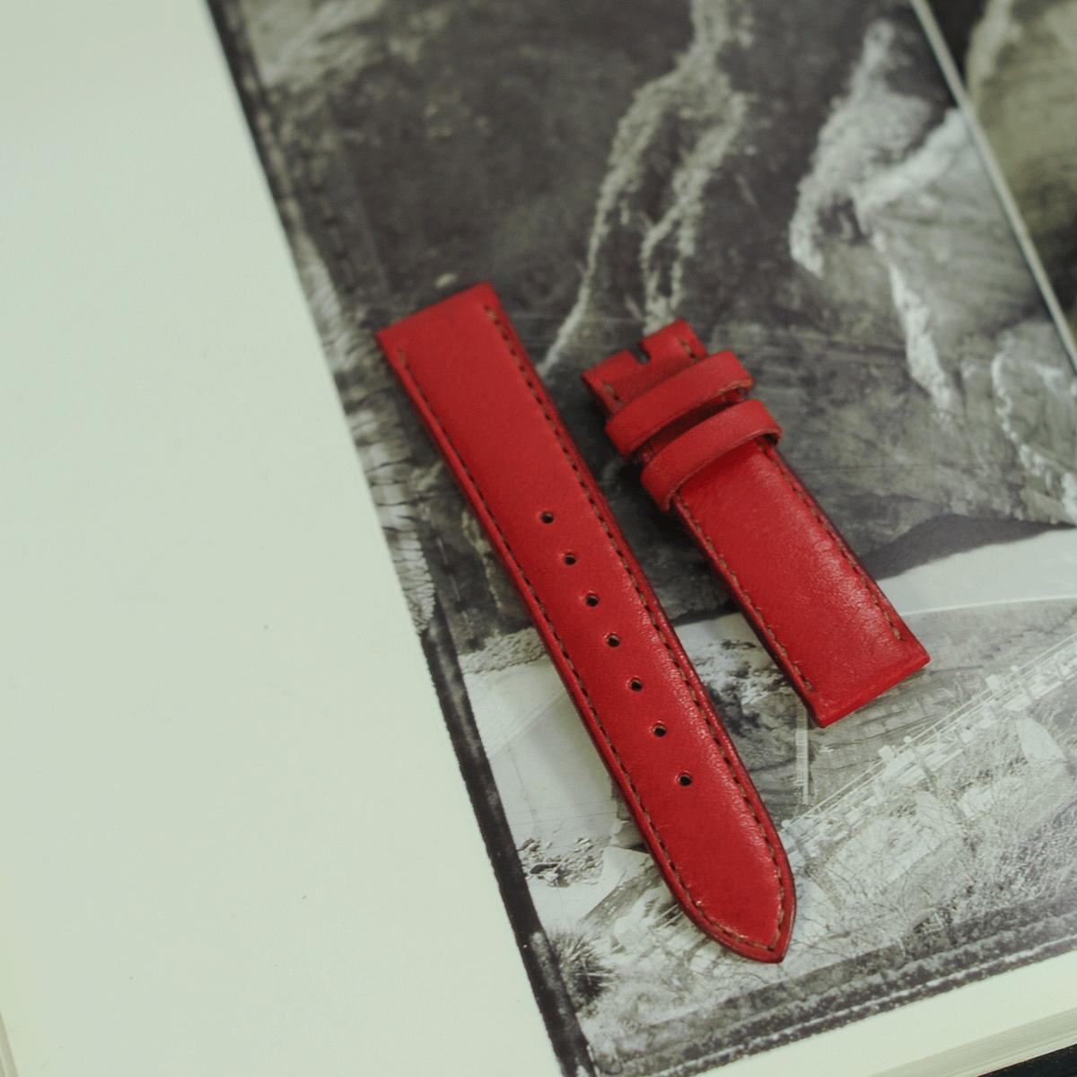 Dây da đồng hồ - Dây da đồng hồ nữ - Dây da đồng hồ màu đỏ - Dây đồng hồ nữ da bò handmade màu đỏ - Dây đồng hồ Mino Crafts VI312