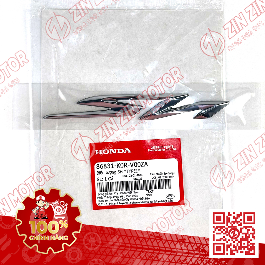 Tem chữ nổi logo sh 2020 - 2024+, sh160i 2023 2024+, sh 150i 2020 2021 2022, sh 125i 2020 - 2024+ 86831-k0r-v00za, 86831-k0s-v50za