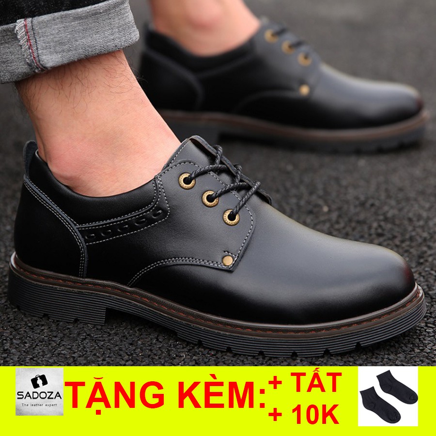 Giày da bò nam cổ thấp cao cấp phong cách sadoza giày đốc nam cổ ngắn hàn quốc gd84