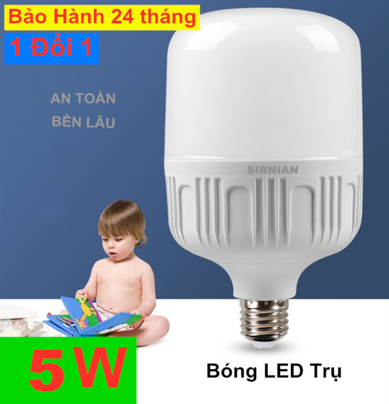 Bóng đèn Led trụ  LED bulb 5W  10W 20W 30W 40W 55W Trấng siêu sáng tiết kiệm điện đuôi E27, Bảo hành: 24 tháng