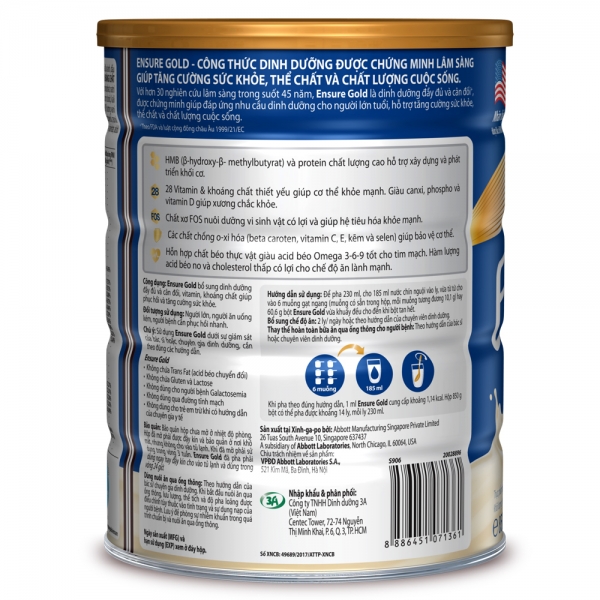 Sữa bột Ensure Gold hương Vani 850g