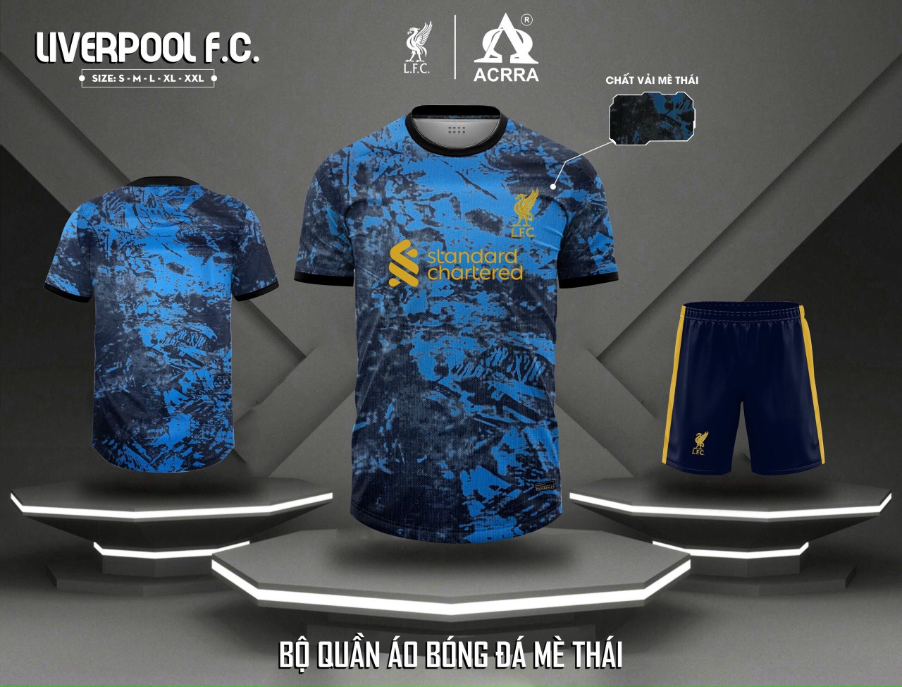 Quần áo bóng đá CLB Liverpool sân khách 3(VẢI MÈ KIM Thái)