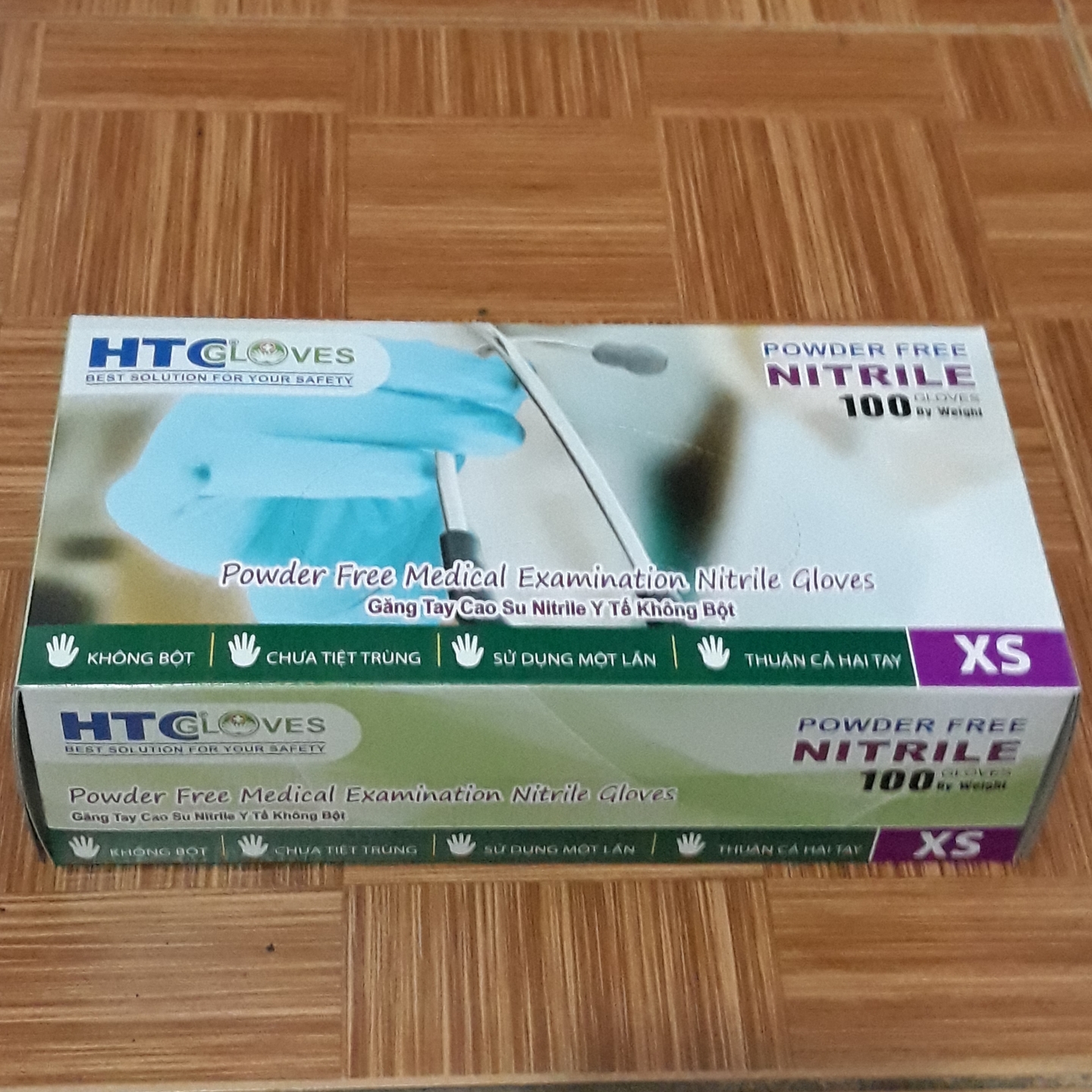HTC nitrile gloves, blue, powder-free, 100 pcs/box