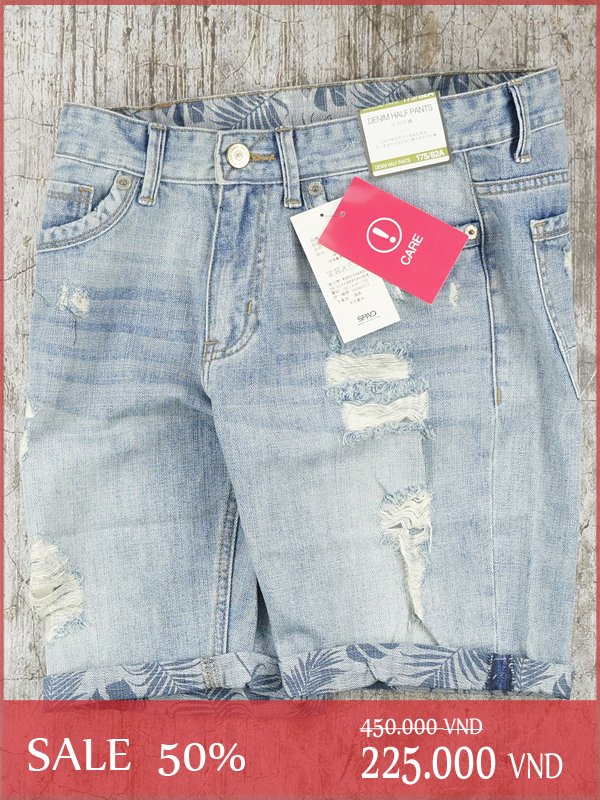 Quần short denim spao detroyed shorts - size 30