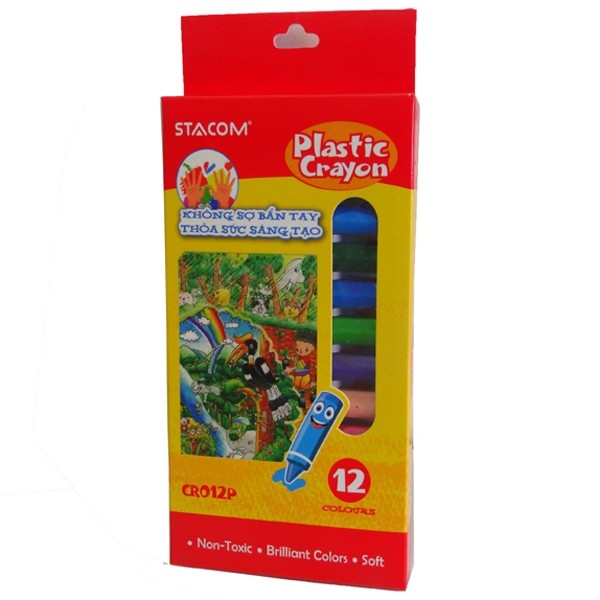 Stacom sáp màu xóa được - 12 màu - cr012p