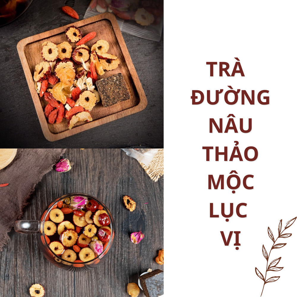 Trà đường nâu thảo mộc lục vị cho ngày dâu (táo thái lát, gừng,kỳ tử,long nhãn...) - Set 10 gói, 20 gói, 30 gói