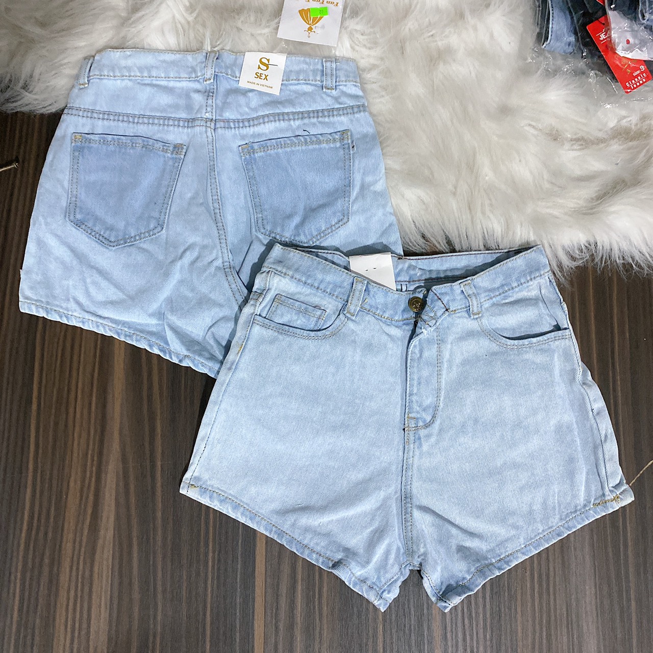 Quần short jean nữ XANH NHẠT TRƠN CB#4