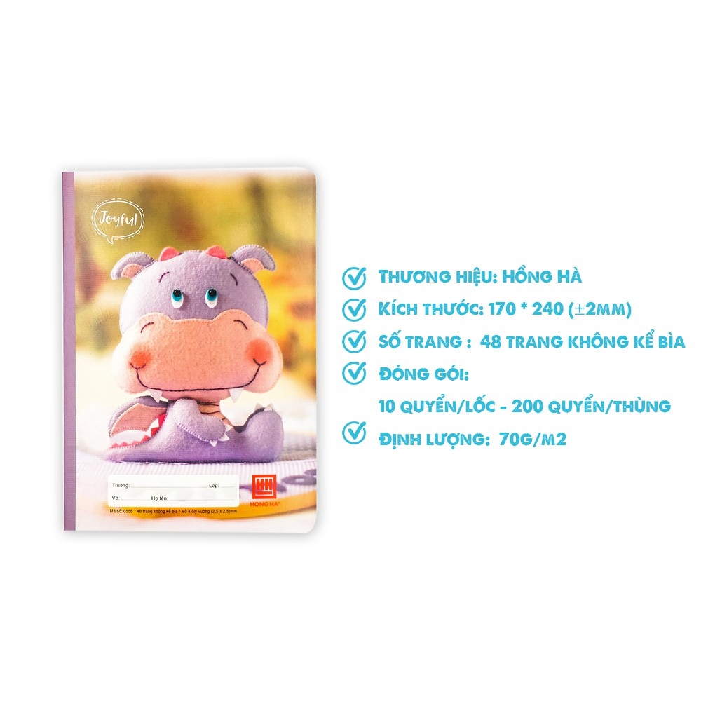 Vở 4 ô ly 48 trang Hồng Hà Joyful (0586)