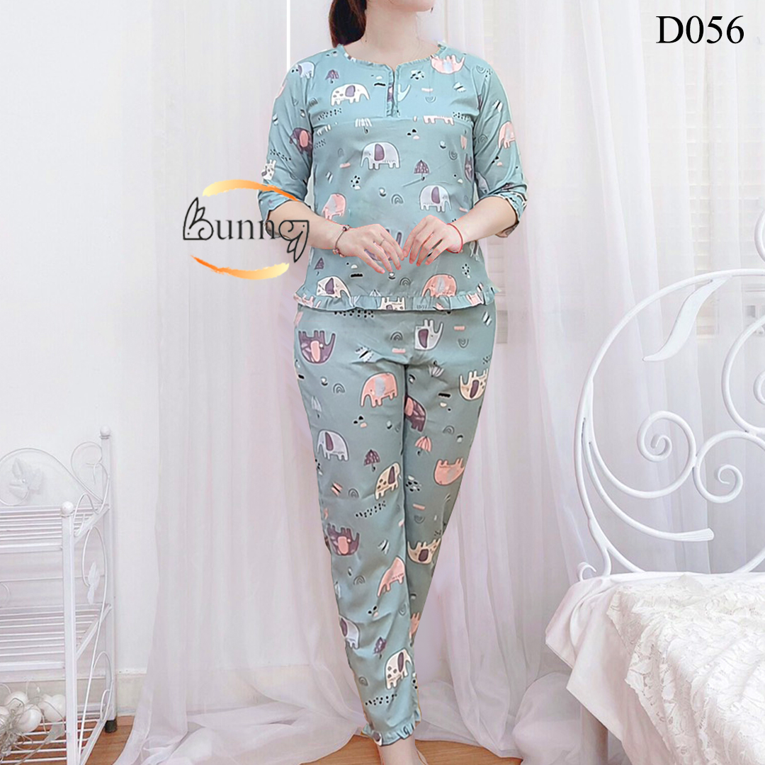 Đồ bộ mặc ở nhà, bộ quần áo nữ mặc ở nhà mặc sau sinh fom dáng đẹp mẫu tay lỡ quần dài chất kate hàn