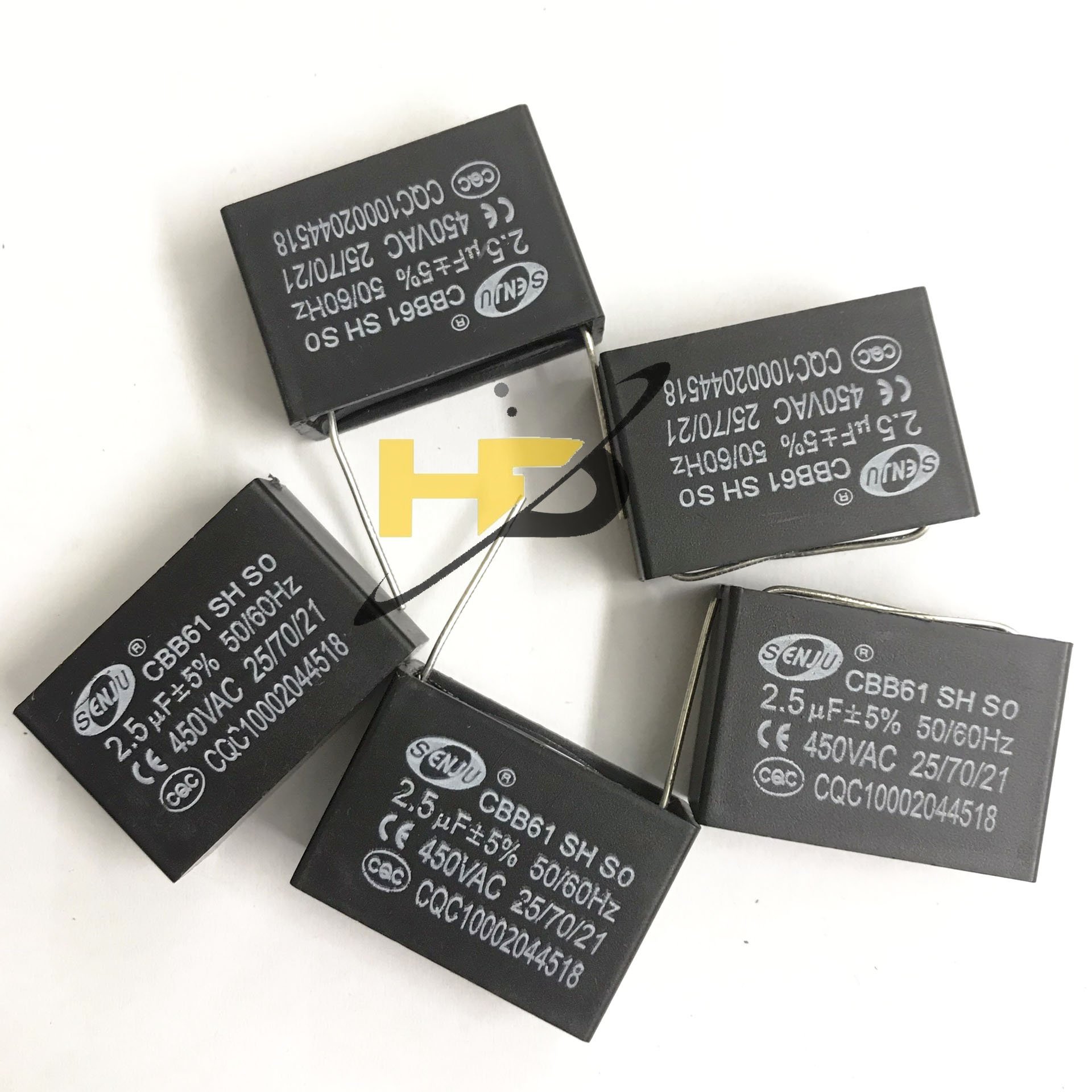 Tụ Quạt CBB61 SH SO 2.5uf 5% 450VAC, Tụ Đề 2.5uf 50/60Hz 2 Chân Cắm
