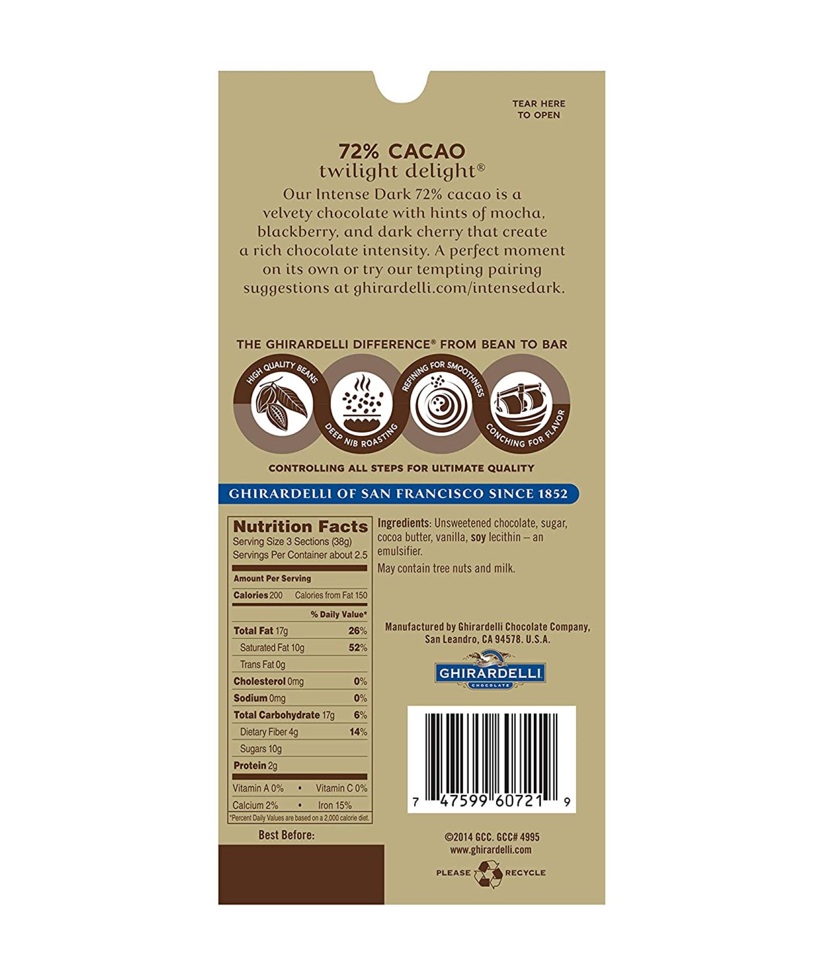 Socola đắng Dark Ghirardelli 72% - Hàng nhập từ Mỹ