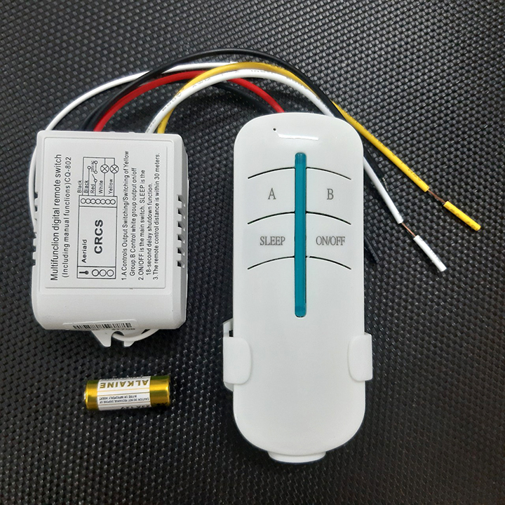 Bộ công tắc điều khiển từ xa 2 cổng (2 kênh) điều khiển bật tắt đèn từ xa xuyên tường không dây