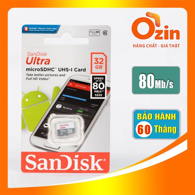Thẻ nhớ micro SD sandisk Ultra 32GB 80Mb/s class 10