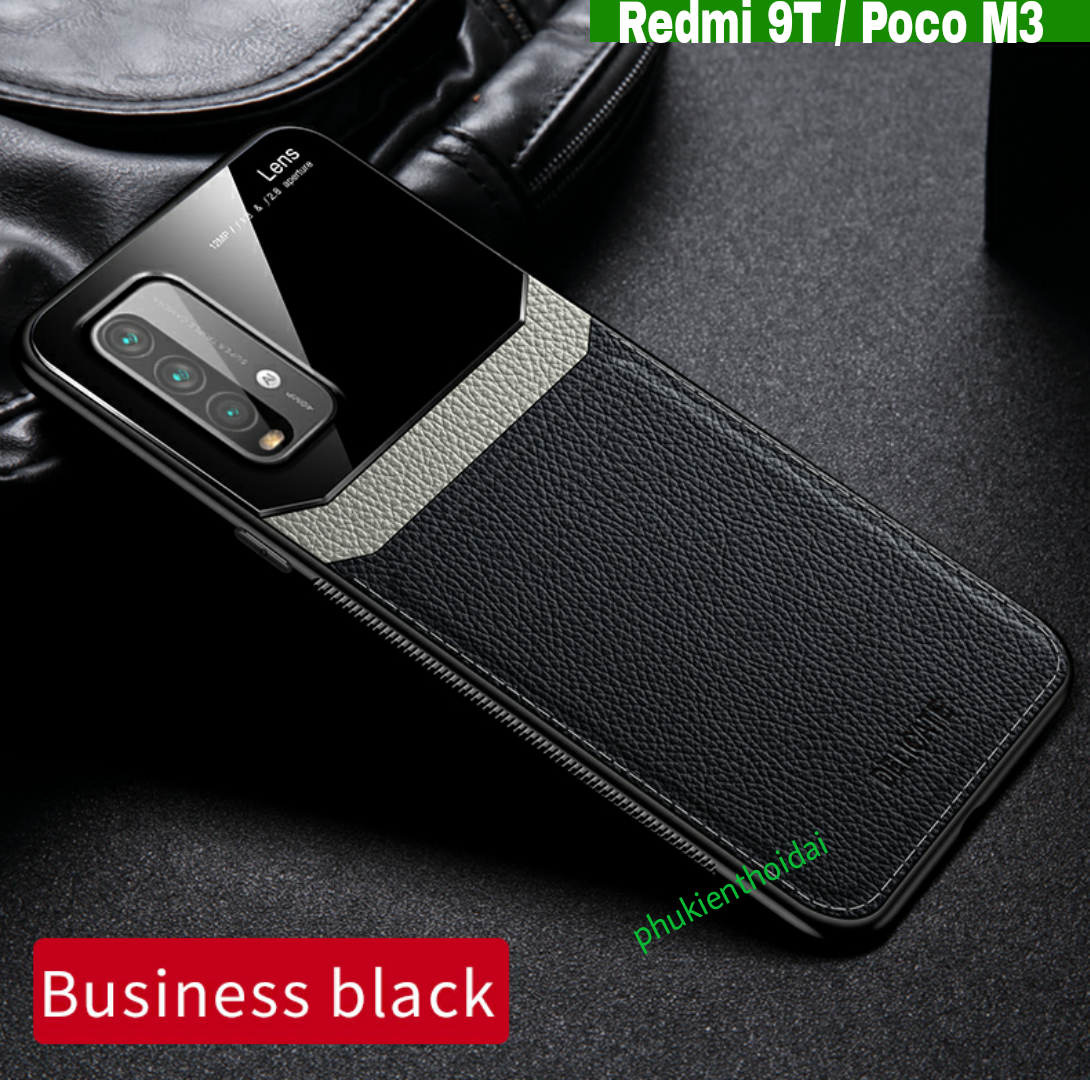 Ốp lưng Xiaomi Poco M3 / Redmi 9T dùng chung chống sốc da kính thời trang cao cấp
