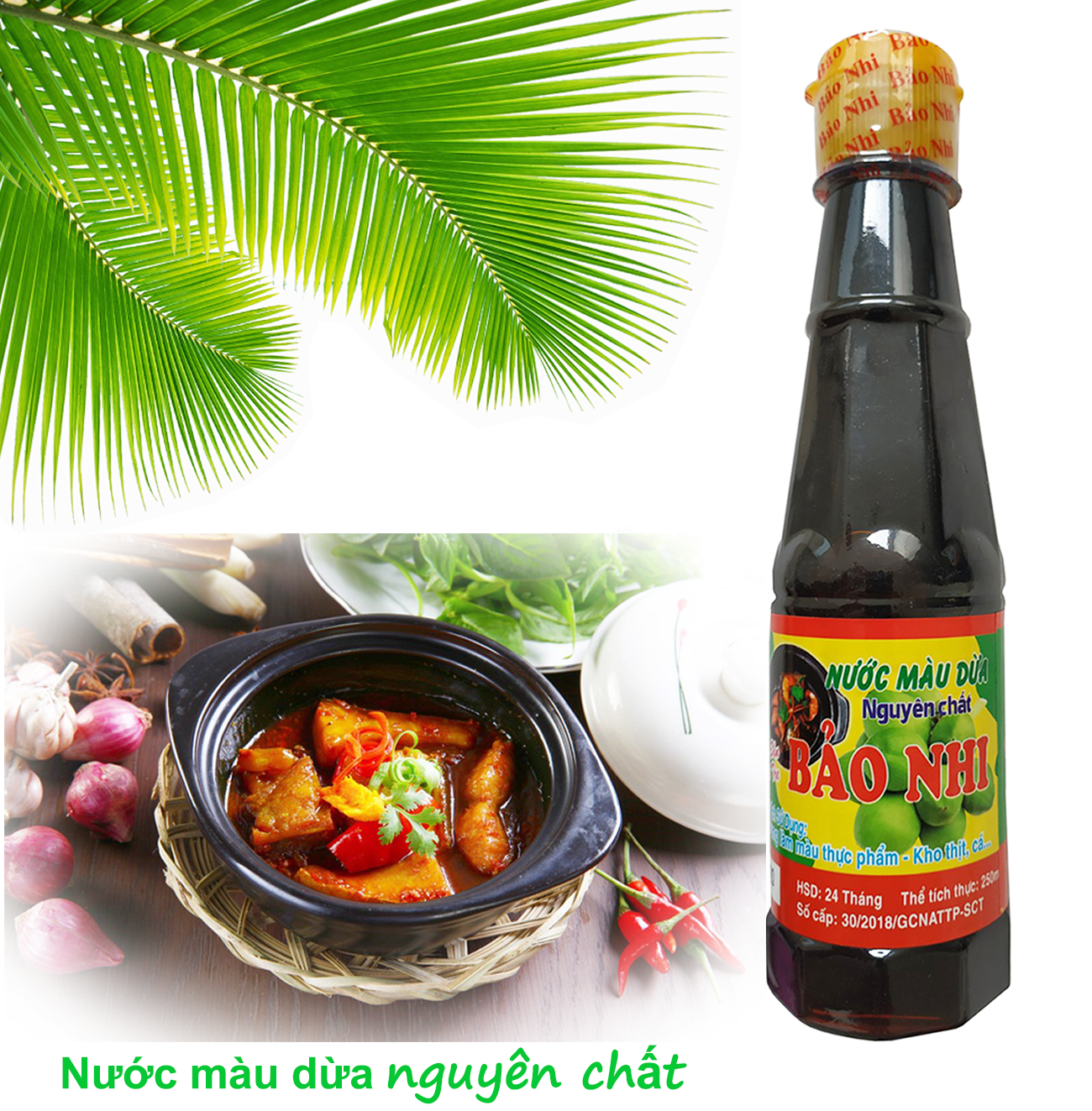 [HCM]Nước màu dừa nguyên chất Bến Tre (chai 250ml)