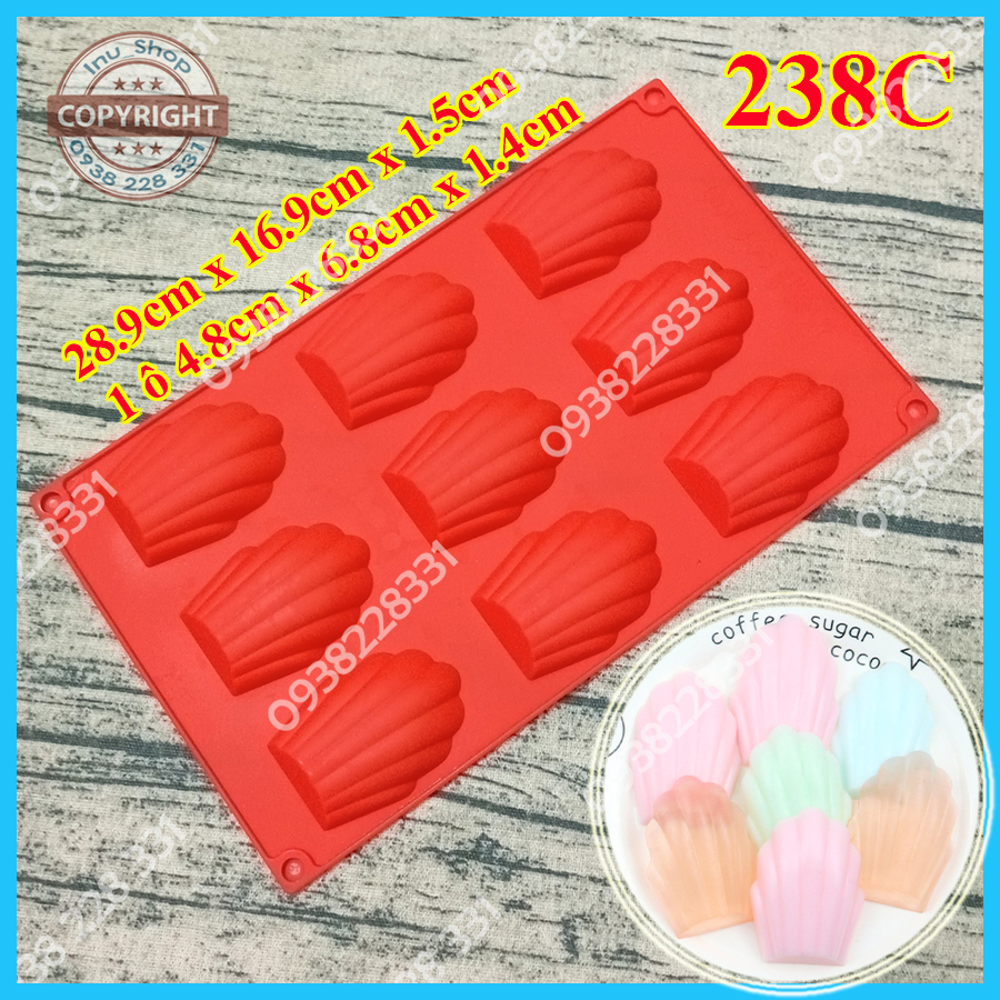 Khuôn silicon làm bánh vỏ sò Madeleine size to 9 bánh