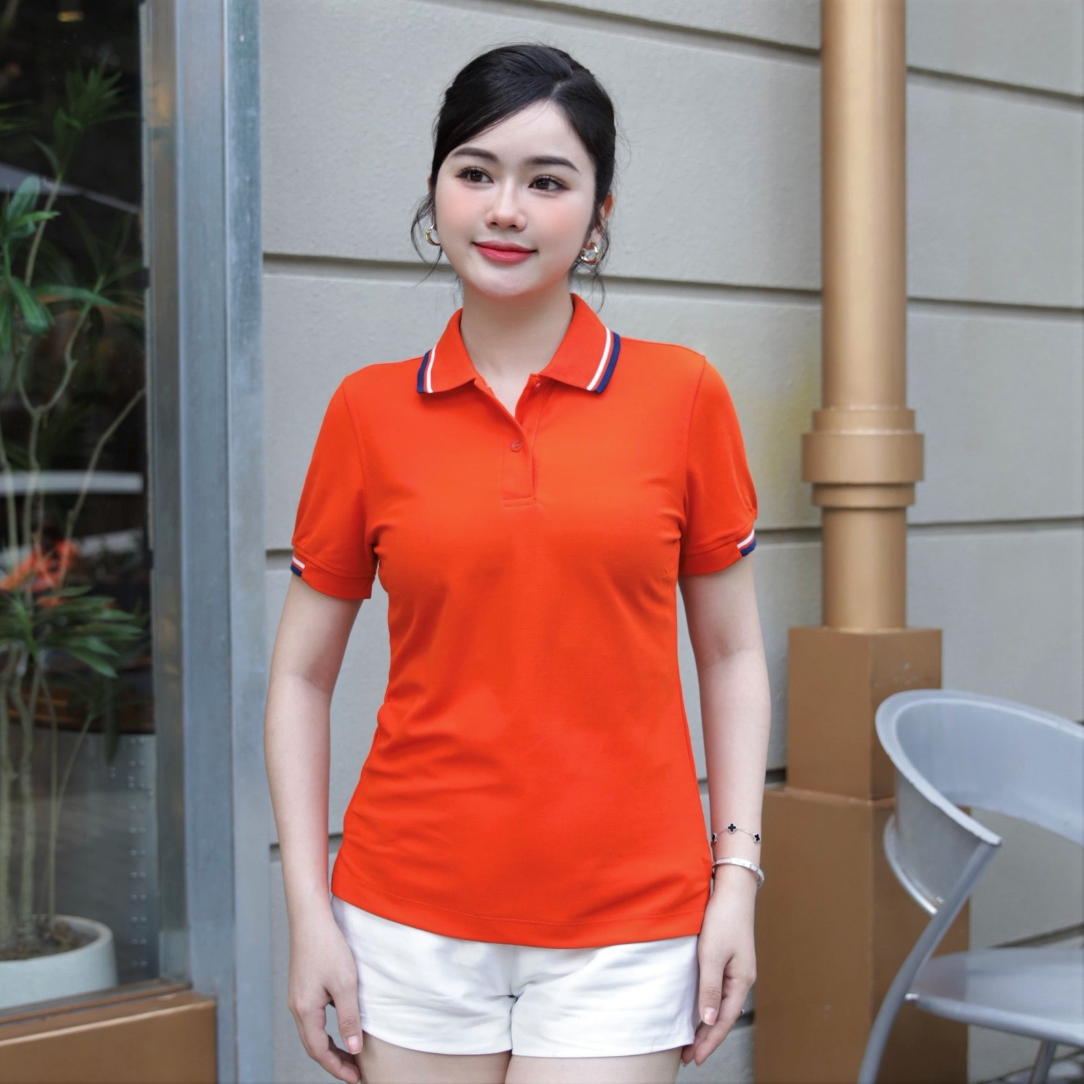 Áo Polo Nữ Poligan Nhập Khẩu thá¡ Lan (Orange/Black)