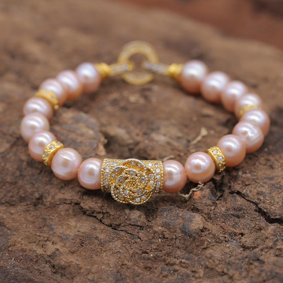 Lắc Tay Ngọc Trai Handmade Lắc Hạt Tròn Cỡ 7-8 ly cao cấp - Bảo Ngọc Jewelry (mix theo cỡ tay của khách hàng)