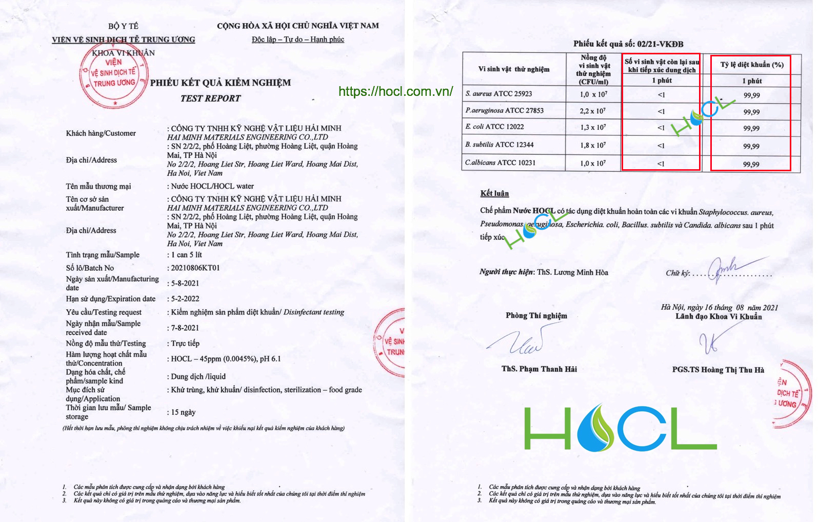 Nước khử trùng sát khuẩn HOCL chai 1 lít
