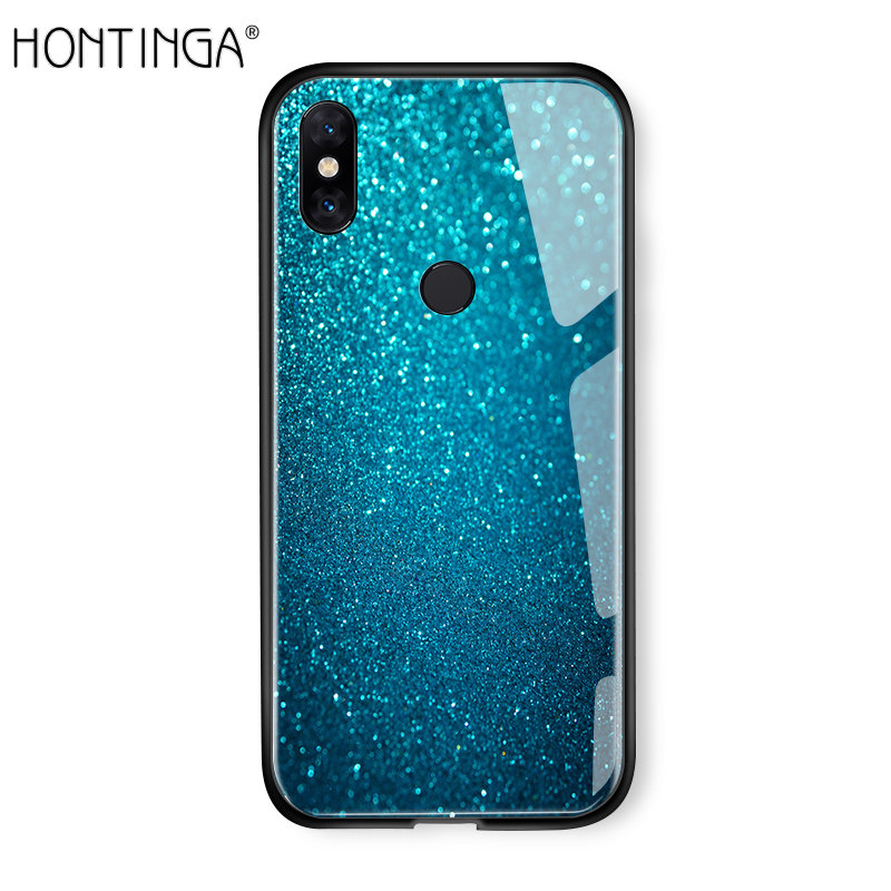 Hontinga For Xiaomi Mi MIX 3 Aurora Galaxy Space Sky Starry Gradient Casing Case Shockproof Tempered Glass Back Cover