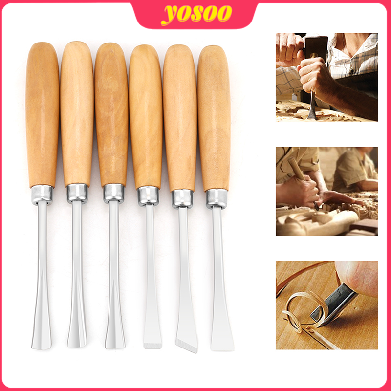 6pcs Professional Wood Carving Hand Chisels Set DIY Woodworking Sculpting Tools