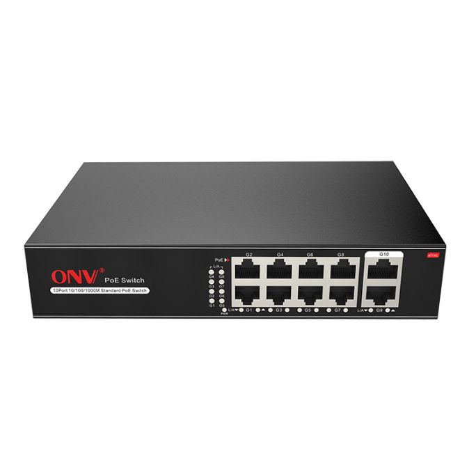 Switch PoE chính hãng ONV 8 cổng + 2 cổng Uplink Model ONV-H1108PHC (BH 12 Tháng)