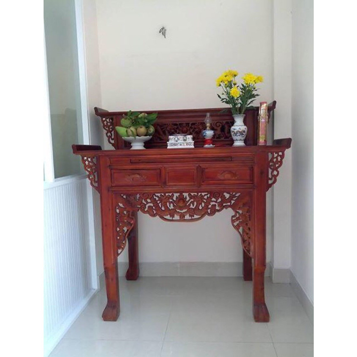 [Trả góp 0%] Bàn Thờ Gia tiên 2 Tầng Gỗ tràm, bàn cúng gỗ tràm , bàn thờ gỗ