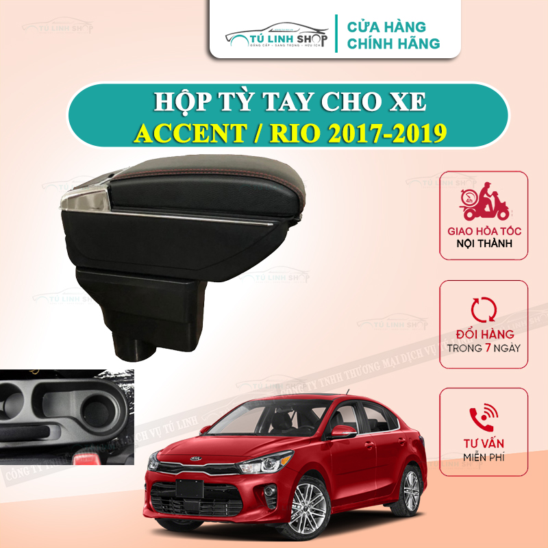 Hộp tỳ tay xe hơi Hyundai Accent & Kia Rio 2017-2019 tích hợp cổng sạc USB