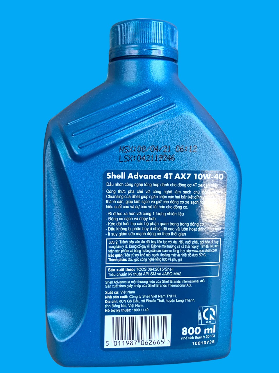 Shell Advance AX7 10W40 0.8 lít