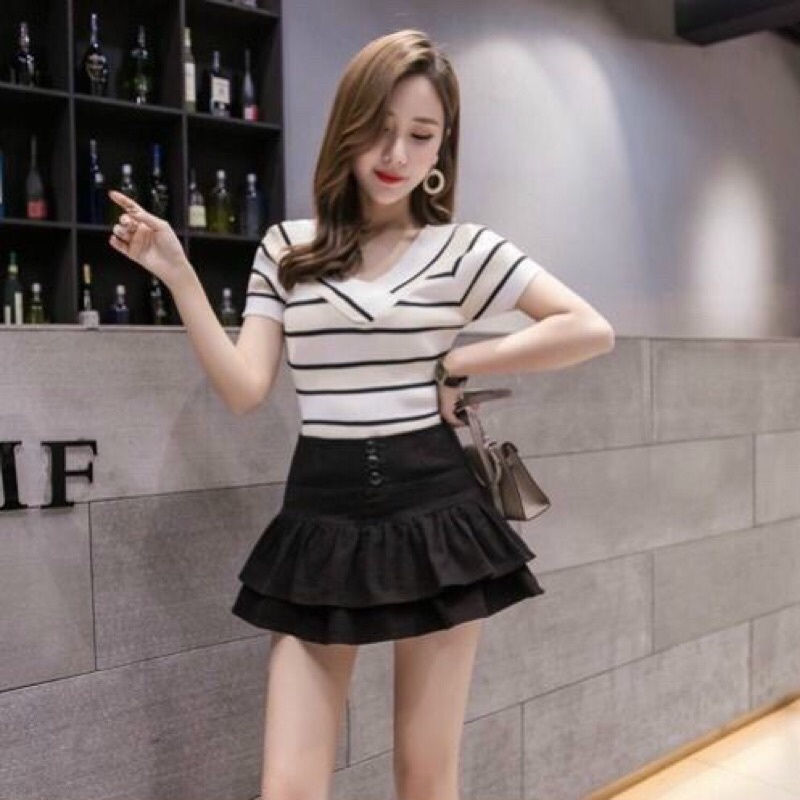 CHÂN VÁY NGẮN KAKI 2 TẦNG