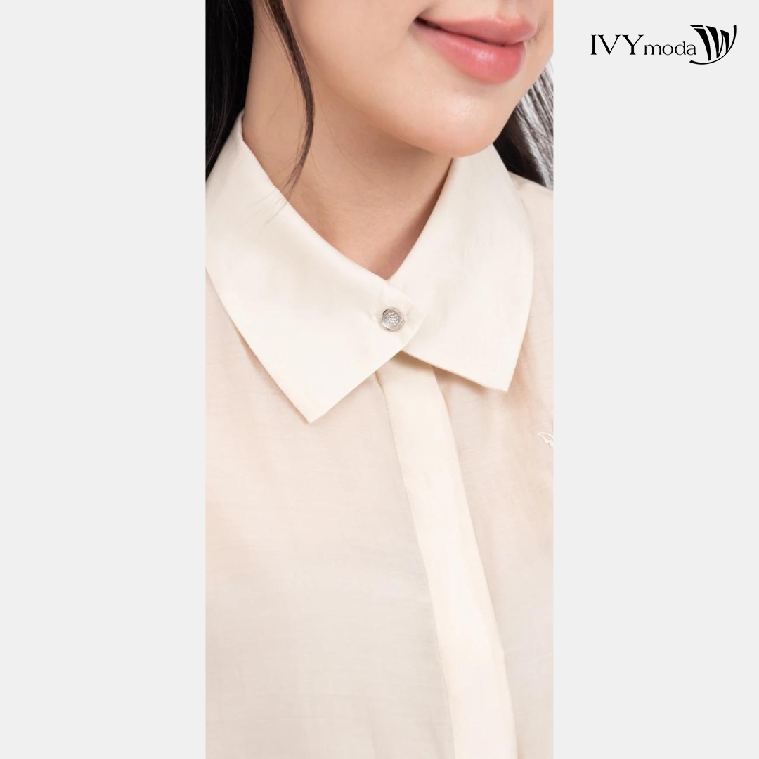 Áo sơ mi lụa thêu hoa IVY moda MS 16M7764