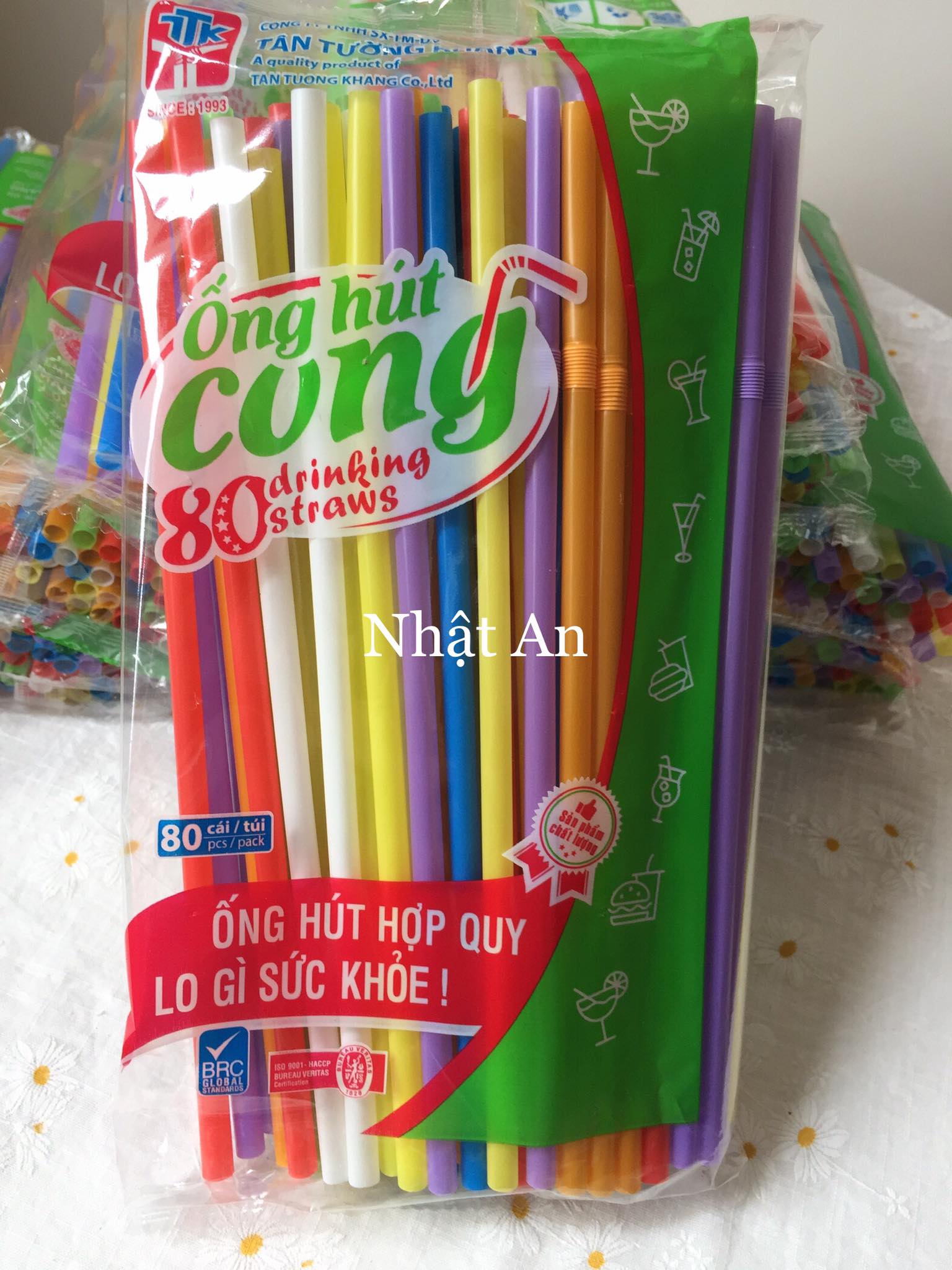 80 ống hút cong phi 6 dài 21 cm đủ màu sắc