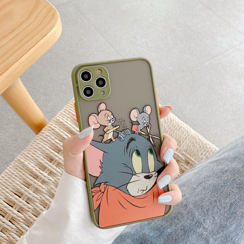 Ốp Lưng Nhám Chống Sock Va Đập Bảo Vệ Camera Tom x Mickey