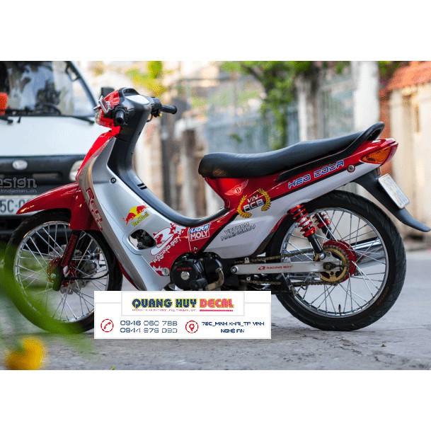 Tem trùm wave đỏ trắng loại nhỏ Thái đời đầu 2002, team trùm wave đẹp, độ tem wave, tem dán xe máy wave, decal wave, tem trùm wave rẻ đẹp