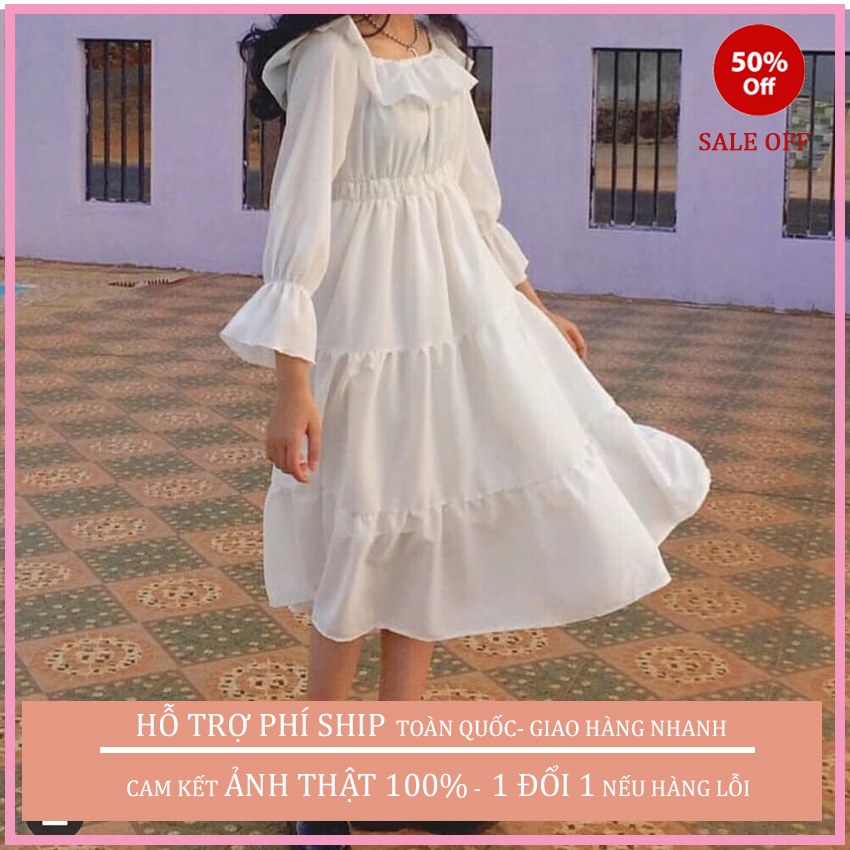 ĐẦM VAY DỰ TIỆC TRỄ VAI TRẮNG, VÁY THIẾT KẾ 3 TẦNG XƯỞNG MAY TIT COJ 1