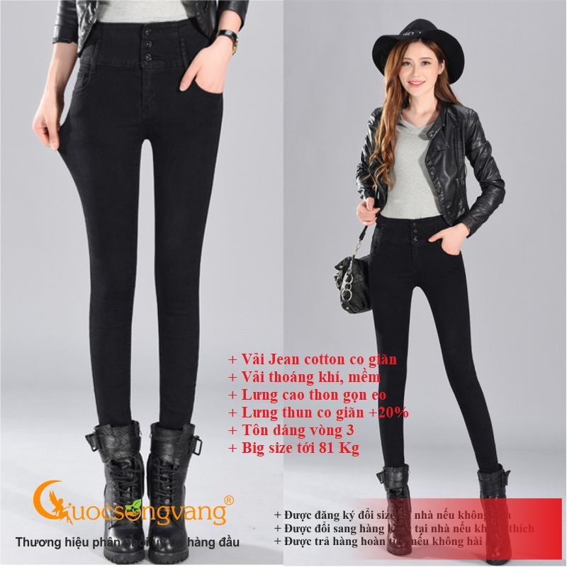 Quần jean nữ lưng thun quần nữ lưng cao dáng ôm GLQ068