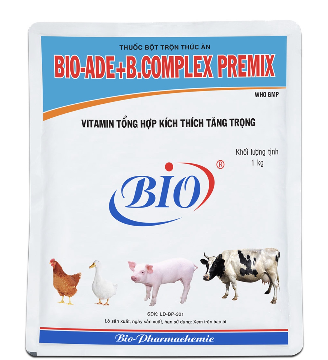 Bio ADE Bcomplex premix 1kg tăng đề kháng, vật nuôi lớn nhanh