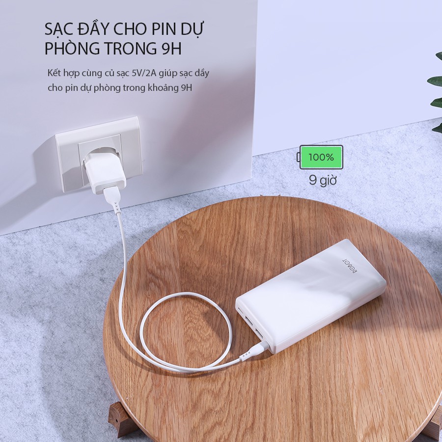 Pin Sạc Dự Phòng 20000mAh ROBOT RT20 - Công Suất 10W - 2 Cổng Output USB & 2 Cổng Input Micro USB/ Type-C