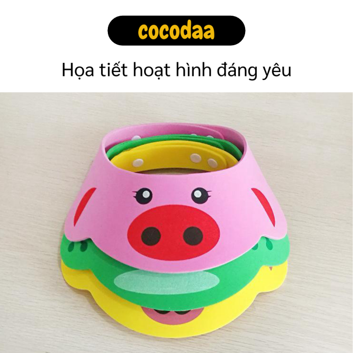 Nón gội đầu hoạt hình ngộ nghĩnh cho bé -  Nón gội chống nước vào mắt - Mũ tắm cho bé - Mũ che mặt cho né yêu - Mũ tắm gội đầu chắn nước