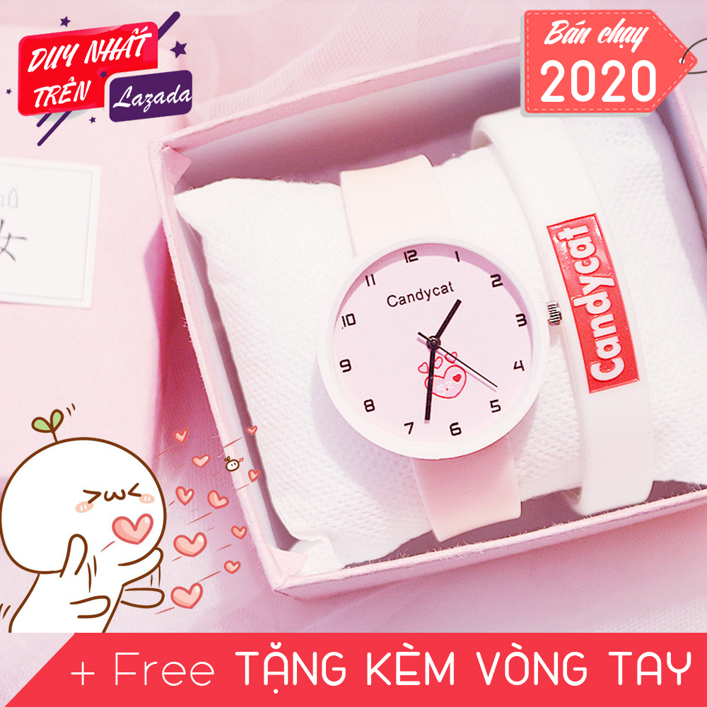 (Tặng Kèm Vòng Tay) Đồng Hồ Thời Trang Trẻ Em Candycat C88, Mặt Tròn Số Phối Hình Trái Tim Dễ Thương, Dây Silicon Mềm Dẻo Siêu Bền, Phong Cách Hàn Quốc (Bảo Hành 6 Tháng)
