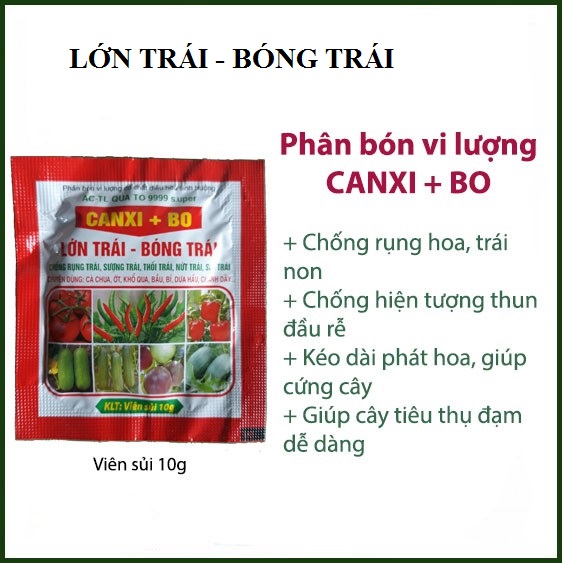 Phân bón Canxi-Bo viên sủi 10g - Lớn Trái Bóng Trái Chống Rụng Trái
