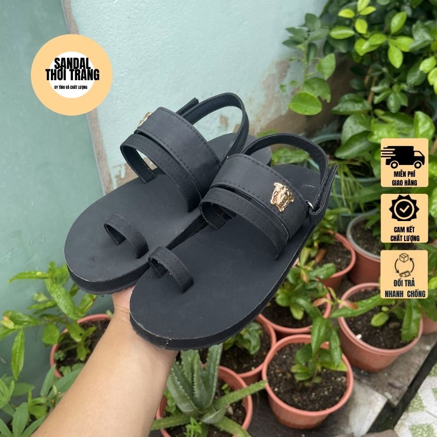 Giày sandal đi học xỏ ngón nữ nam, dép quai hậu sỏ ngón full size 30-44 màu đen sandalthoitrang