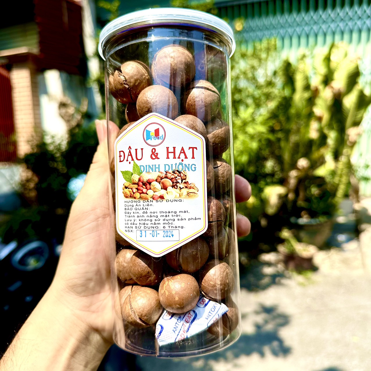 LON 500gram - Hạt Mắc Ca Sấy - Mắc Ca Đăk Lăk date mới