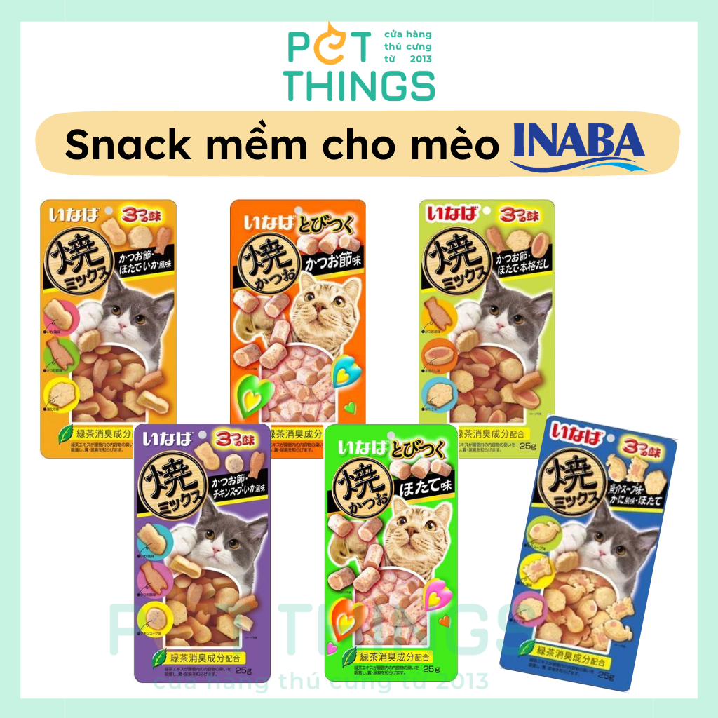 Bánh thưởng viên mềm cho mèo Inaba Soft Bits 25g