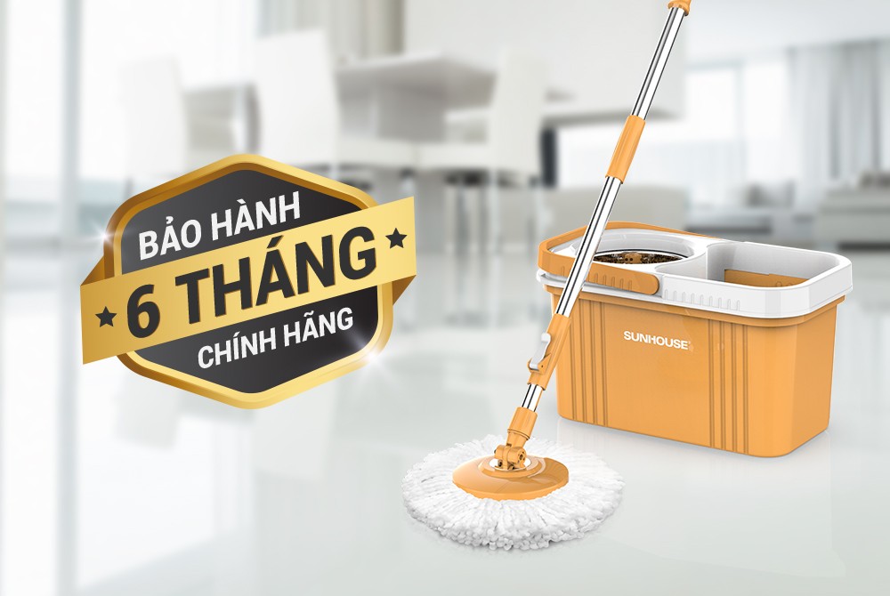 Bộ lau nhà xoay 360 độ SUNHOUSE KS-CL350PO Bảo hành chính hãng 6 tháng + Tặng thìa cơm gỗ